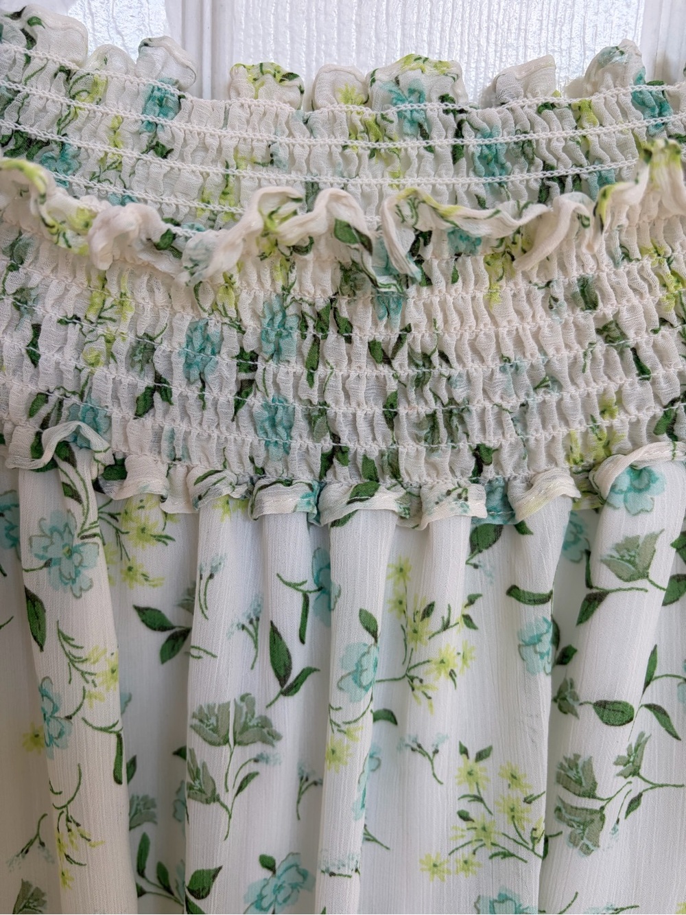 CeCe Off Shoulder Floral Ruffle Peasant Blouse Cottagecore Boho Top Large - Picture 7 of 8